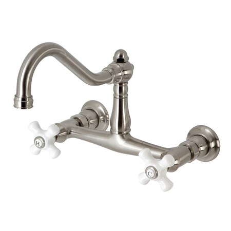 Kingston Brass KS3248PX Two-Handle Wall Mount Bathroom Faucet, Brushed Nickel KS3248PX